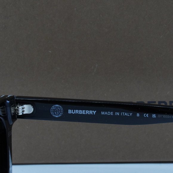 Burberry BE4392U 405187 Square Sunglasses - Black/Check White/Dark Grey